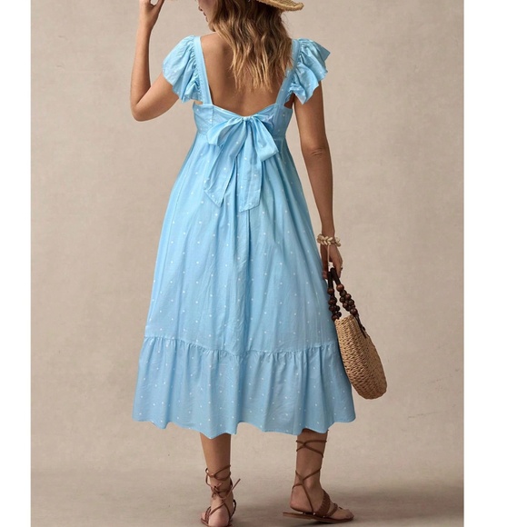 Maternity Polka Dot Back tie Ruffle Hem Dress - Picture 6 of 11